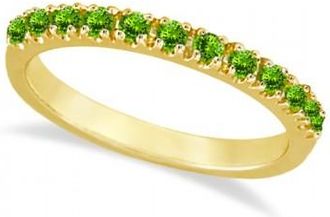 Allurez Peridot Stackable Band Anniversary Ring Guard 14k Yellow Gold (0.38ct)