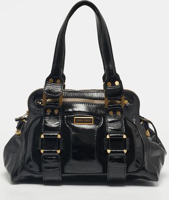 Jimmy Choo London Black Patent Leather Malena Bag