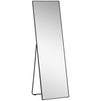 HOMCOM Full Length Mirror Floor Standing or Wall-Mounted - Dressing Mirror - Black | TJ Hughes