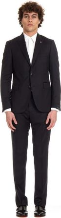 Tagliatore Blauwe wollen jurk met zakken - Heren - Business pakken - Blauw - 2XL - Wol - Kostuums