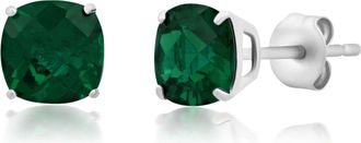 MAX + STONE 925 Sterling Silver 6mm Cushion Cut Gemstone Stud Earrings