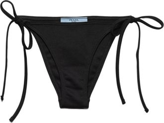 Prada triangle-logo side-tie bikini bottoms - women - Nylon - L - Black