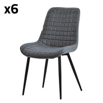 ML Design Sillas de comedor, set de 6, antracita, polipiel