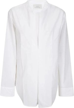 STUDIO NICHOLSON Pampa Inverted Pleat Top - Dames - Blouses - Wit - XS - Katoen - Overhemden