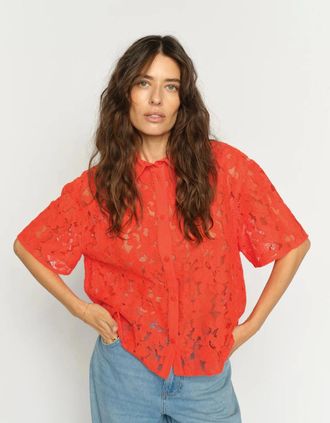 Mos Mosh Mos Mosh Womens Lia River lace shirt - Orange - Size: 10/8