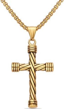 Edforce Mens Twisted Cross Pendant Necklace in Gold at Nordstrom Rack