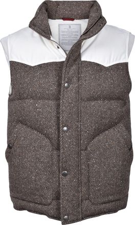 Brunello Cucinelli Brown Wool Sleveless Mens Jacket