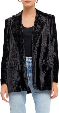endless rose Pleated Crushed Velvet Blazer in Black at Nordstrom, Size X-Small