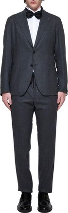 Tagliatore Mens Single-Breasted Wool Suit Anthracite Grey Virgin Suits