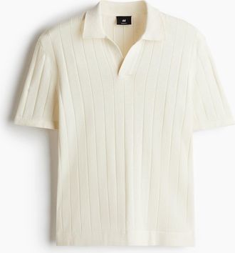 H&M Poloshirt aus Leinenmix Regular Fit - White