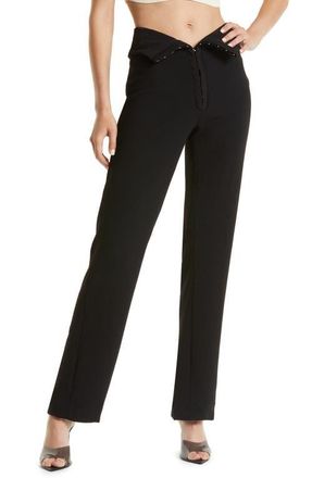 House of CB Ava Fold Front Trousers in Black at Nordstrom, Size Medium