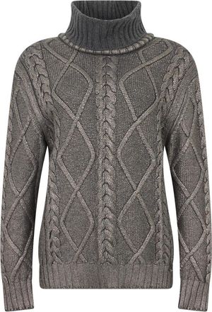 Herno Trui met Hoge Kraag - Dames - Coltruien - Grijs - M - Wol - Truien & Vesten
