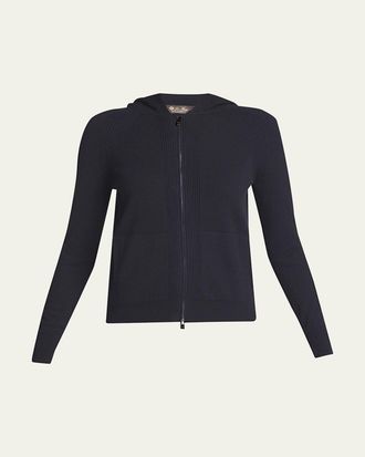 Loro Piana Merano Cashmere Zip-Front Hoodie Sweater