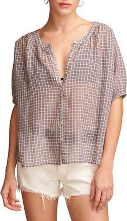 Lucky Brand Check Cotton Button-Up Shirt in Purple Check at Nordstrom Rack, Size Medium