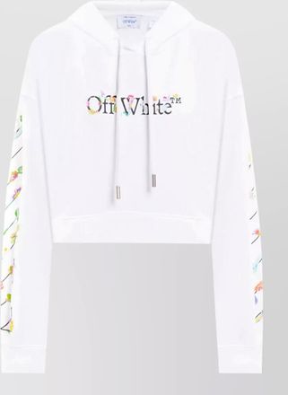 Off-white cropped hooded top glowing flower print