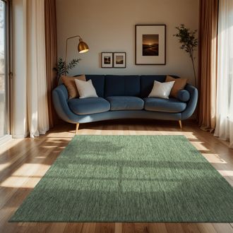 Paco Home Paco Home - Alfombra Exterior Interior Balc&oacute;n Terraza Alfombra Cocina Monocolor Jaspeado Verde, 300x400 Cm