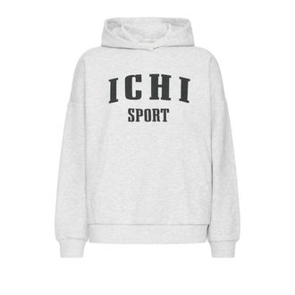 Ichi High-rise sweatshirt met coole print - Dames - Hoodies - Grijs - Xs/S - Katoen - Hoodies & sweatvesten