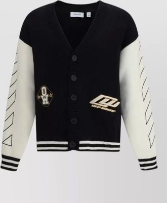 Off-white cotton varsity cardigan