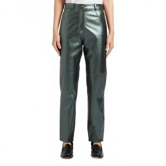 The Label Edition Womens Marlon Pants In Metallic Green
