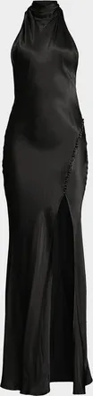 Sau Lee Penelope Satin Halter Gown