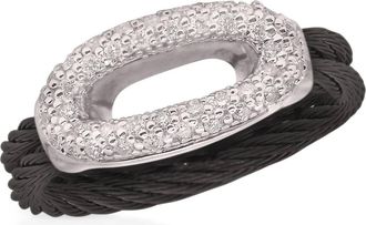 Al&oacute;r Womens Open Oval Ring In Black
