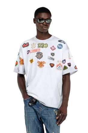 Diesel Cotton T-shirt with all-over patches print - T-Shirts - Man - White
