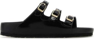 Birkenstock Zwarte leren Florida slippers - Dames - Sandalen - Zwart - 39 EU - Schoenen