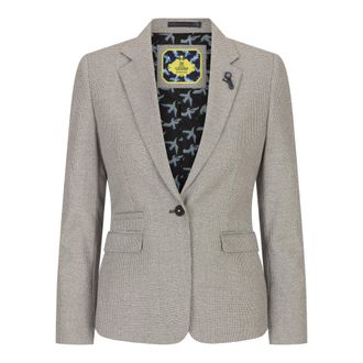 TruClothing Womens Beige Tweed Tailored Fit Wool Blend Blazer - Size 18 UK