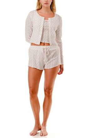 MARCUS ADLER Ditsy Floral Pajamas in White at Nordstrom Rack, Size X-Small