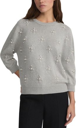 Lafayette 148 New York Hand-Beaded Pearlescent Silk-Blend Sweater