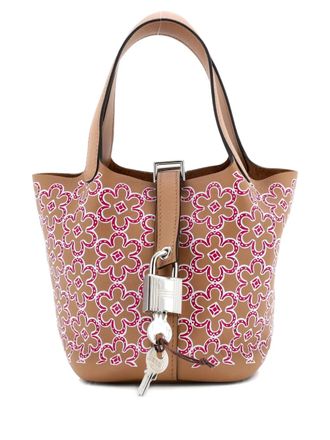 Hermès Picotin Lock Bag Lucky Daisy Printed Swift Micro bucket bag - Beige