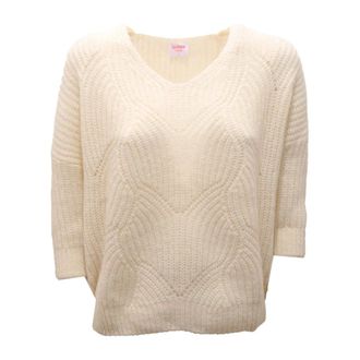 Sun 68 V-neck Knitwear, female, White, S, Porcelain V-Neck Jumper