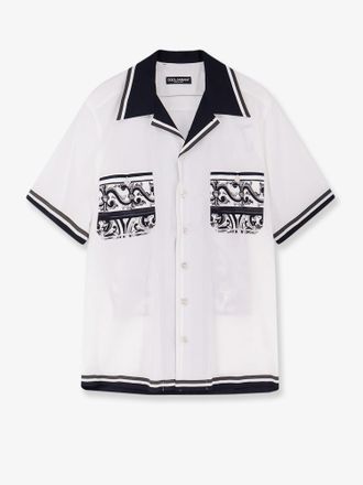 Dolce & Gabbana Camicia in cotone con maxi stampa Maiolica posteriore - DOLCE & GABBANA - gender_Man