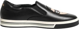 Dolce & Gabbana Sneakers, male, Black, Size: 12 US Leather Signature Figures Sneakers