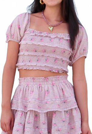 LoveShackFancy Pipya Top In Vintage Plum