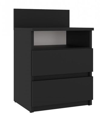 OEM Mesita De Noche Moderna Negra Con 2 Cajones - Mesita De Noche Para El Dormitorio, Dise&ntilde;o Minimalista, Alta Calidad