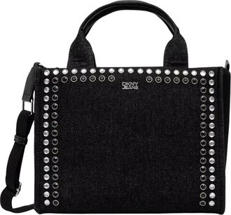 DKNY Stud-Embellished Tote Bag - Dames - Shoppers - Zwart - ONE Size - Katoen - Tassen