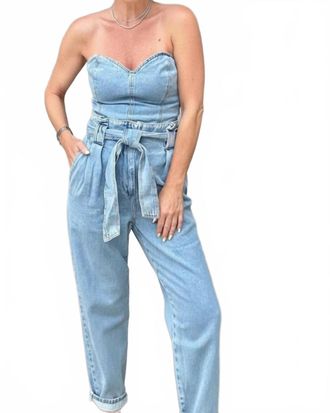 Dress To Suz Strapless Jumpsuit In Blue
