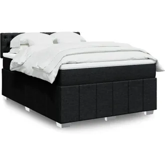 vidaXL Cama Box Spring Con Colch&oacute;n Tela Negro 140x200 Cm Vidaxl