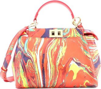 Fendi Peekaboo Bag Marble Print Leather Mini shoulder bag - Veelkleurig