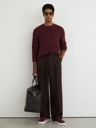 Reiss Wine Red Suede Slip-on Elasticated Trainers, X15