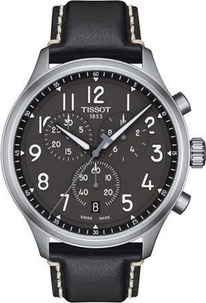 Tissot Chrono XL Chronograph Leather Strap Watch, 45mm in Black at Nordstrom Rack, Size 45 Mm