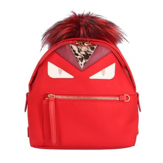 Fendi Red Color Nylon Leather Backpack (Pre-Owned)
