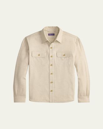 Ralph Lauren Purple Label Mens Cashmere Chevron-Woven Overshirt
