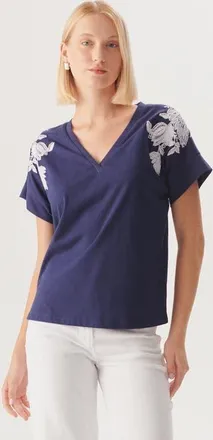 Exquise Haven Sleek Embellished T-Shirt in Navy Blue at Nordstrom, Size Medium