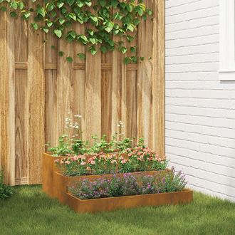 Berkfield Home Garden Planter 3-Tier 90x90x35 cm Weathering Steel | Size: 90 x 90 x 35 cm