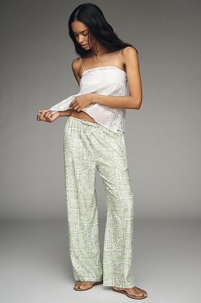 En Elly Patterned Wide-Leg Pull-On Pants