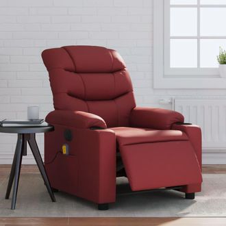vidaXL Vidaxl - Sill&oacute;n Masaje Reclinable El&eacute;ctrico Cuero Sint&eacute;tico Rojo Tinto