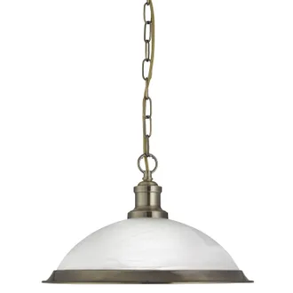 Searchlight Sospensione Contemporanea Bistro Acciaio Ottone Vetro 1 Luce E27