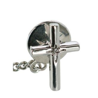 Ascentix Mens Elegant Cross Tie Tack with Crystal Center for Formal Wear in Silver at Nordstrom